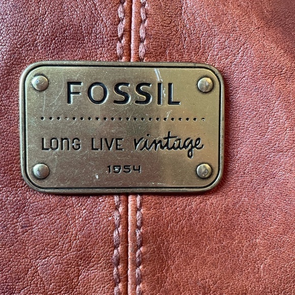 Women's Fossil Brown Leather Shoulder Bag Medium Excel Cond - Picture 2 of 10